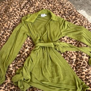 Princess Polly Olive Green Mini Dress with Wrap Tie